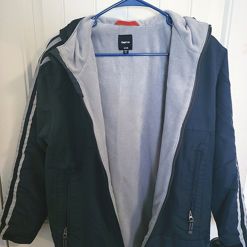 GapKids Blue Grey Flannel Hoodie Jacket XXL
